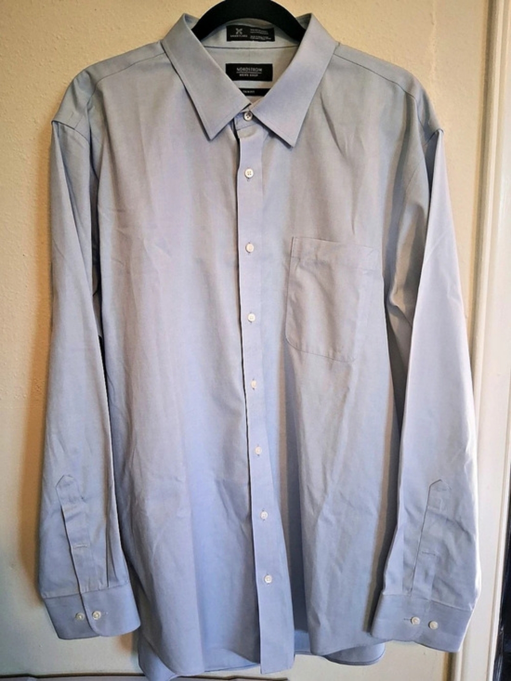 Nordstrom Trim Fit Blue Cotton Dress Shirt Size XL Like New